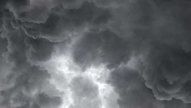 Thunderstorm and Lightning Strike, dark  Cumulonimbus Cloud.