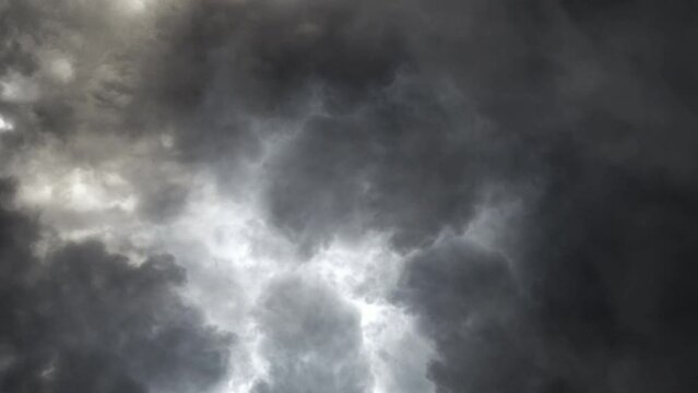 Lightning Bolt Strikes And Storm Clouds 4K