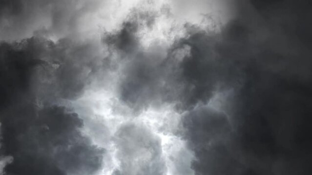 Lightning Amidst A Storm In Dark Clouds 4k
