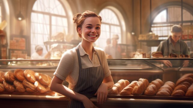 woman baker in a bakery