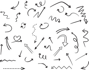 Hand drawn arrows vector set