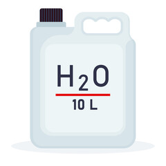 Big bottle of water with chemical formula isolated on white background vector illustration