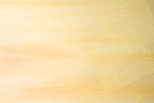 和風（アブストラクト）背景はオレンジ色の水彩タッチ　金色のラインの構成