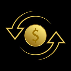 Dollar with arrow down and up. Icon of exchange of currency. vector design.