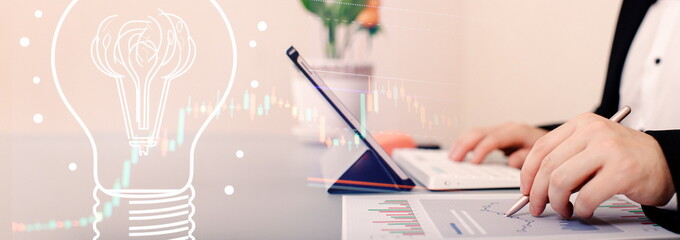 Idea of success in business training, planning or work. Educational concept of studying and cognition of knowledge.