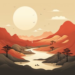 Fototapeta premium Minimalist Poster Simple Lines and Clean Linework