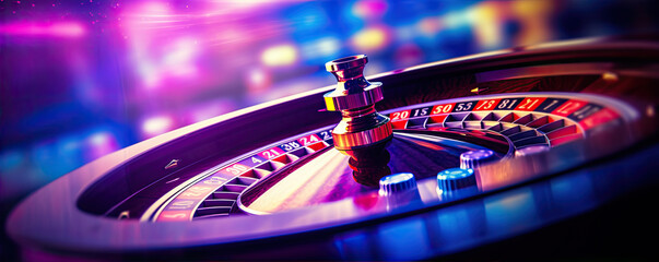 Casino roulette close up. Roulette wheel detail in motion