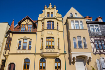 Obraz premium Front facade of a colorful historic house in Bad Salzelmen, Germany