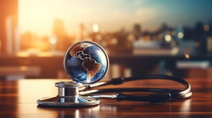 Medical Doctor Diagnosis Stethoscope on Blue Health Science Background