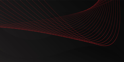 black abstract background and red line wave 