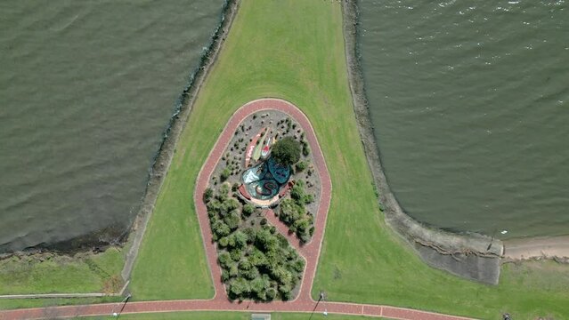 AERIAL DIRECTLY ABOVE Public Australian Aboriginal Art At Lake Colac