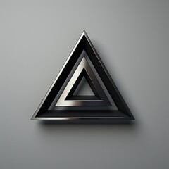 Bushed metal 3D triangle logo design on light background, AI-generative