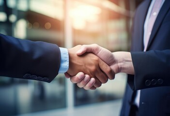 two businessmen shake hand, generative artificial intelligence
