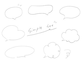 シンプルな線、手描きのふきだしセット、ベクター素材