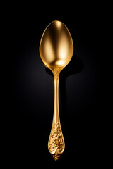 golden spoon on black background