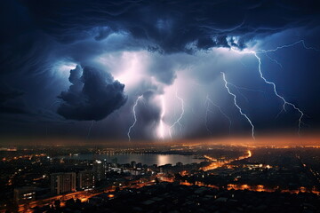 Lightning storm over the city
