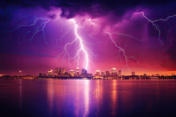 Lightning storm over the city