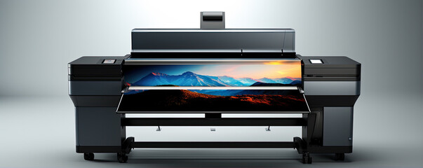 Modern large format printer. New design of format Printers on white background.