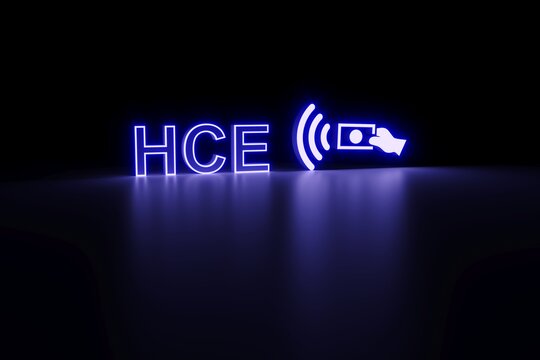 HCE neon concept self illumination background 3D illustration