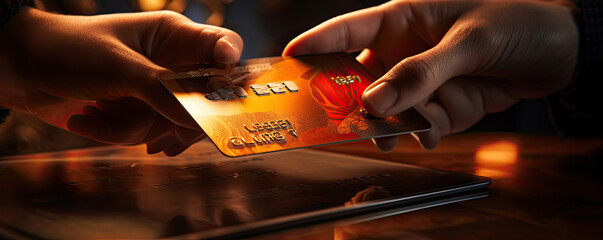 Payment with bank card detail. - obrazy, fototapety, plakaty