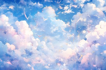Oniryczne Niebo: Anime w Stylu Akwareli Ukazujące Piękne, Marzeniowe Wrażenie - Generative AI 8