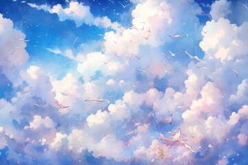 Oniryczne Niebo: Anime w Stylu Akwareli Ukazujące Piękne, Marzeniowe Wrażenie - Generative AI 4