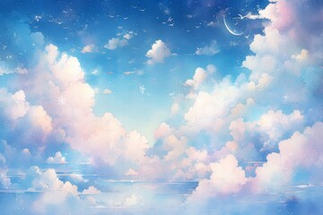 Oniryczne Niebo: Anime w Stylu Akwareli Ukazujące Piękne, Marzeniowe Wrażenie - Generative AI 6