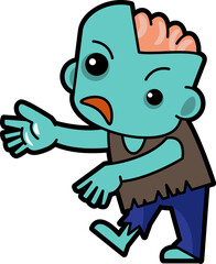 Zombie . Halloween cartoon characters . PNG .