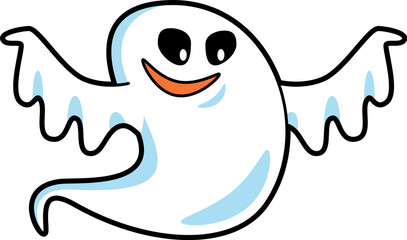White cloth ghost . Halloween cartoon characters . PNG .