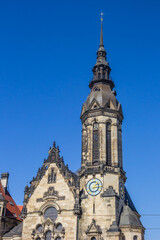 Fototapeta na wymiar Tower of the historic reformed church in Leipzig, Germany