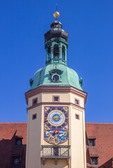 Tower of the historic Old Town Hall building in Leipzig, Germany