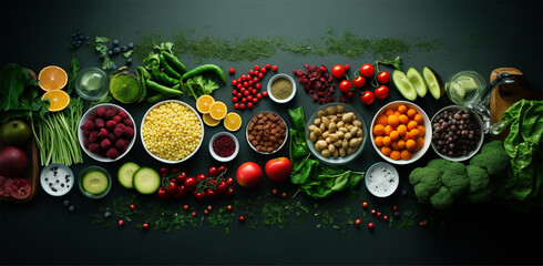 Fruits and vegetables. Generative AI.