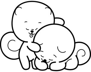 Pomeranian Family Coloring Page
