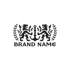 Royal king lion logo, luxury lion vector, Elegant black heraldic illustration