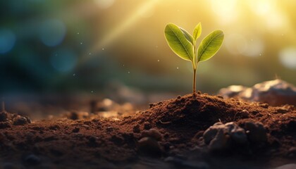 Growth and Renewal: A Small Plant Flourishing in Sunlight and Soil, Generative AI