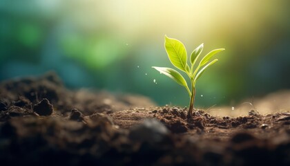 Growth and Renewal: A Small Plant Flourishing in Sunlight and Soil, Generative AI