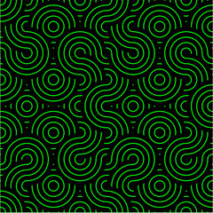 Green & Black seamless undulating wavey pattern textured background wallpaper vector