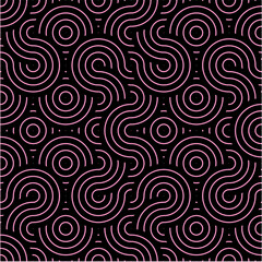 Pink & Black seamless undulating wavey pattern textured background wallpaper vector