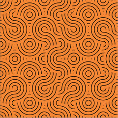 Orange & Black seamless undulating wavey pattern textured background wallpaper vector