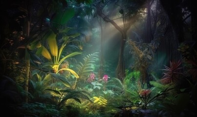 Obraz na płótnie Canvas Exotic forest dreams under the stars
