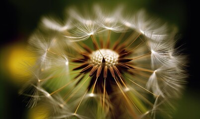 Close-up of a dandelion flower in a field on a sunny day.