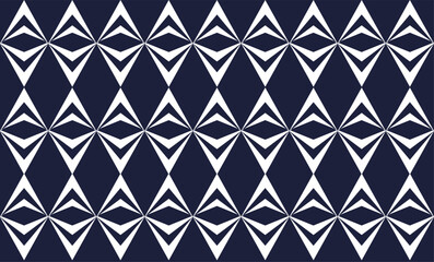 seamless geometric pattern with triangles, white diamond repeat pattern on blue background, replete image, design for fabric printing