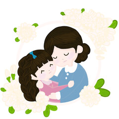 mother's day mother hugging jasmine flower