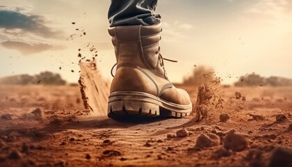 Army Boot in the Dirt - Symbol of Strength and Resilience, Generative AI