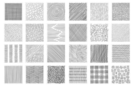 Hand drawn sketchy line textures ink pen hatching Vector Image