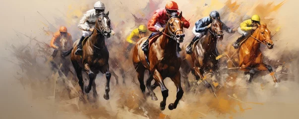 Foto op Canvas Horse racing competition wide banner © amazingfotommm