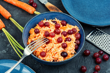 Fresh carrot salad in a bowl.