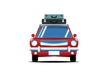 Car travel on isolated background, Vector illustration.