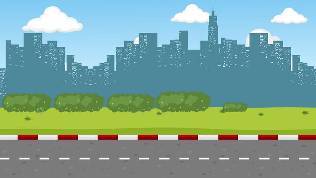 Animated Motion Graphic of a School Bus on the Road