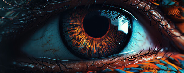 Detail of beautiful female eye on skin background. eyes close up concept.